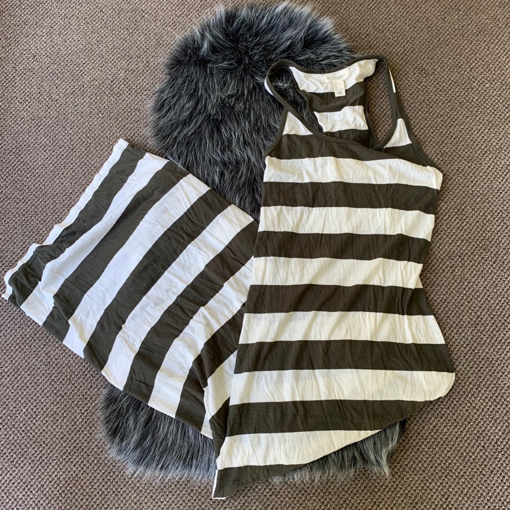 Forever 21 green and white stripped maxi dress